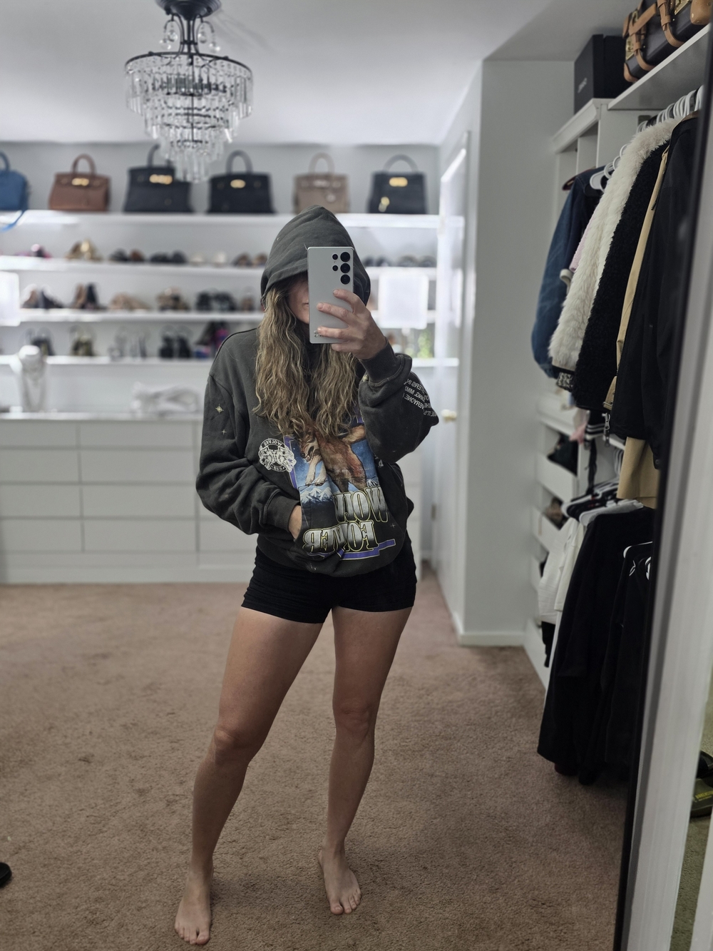 Wolves Dark Gray Graphic Hoodie - Women's Casual Pullover